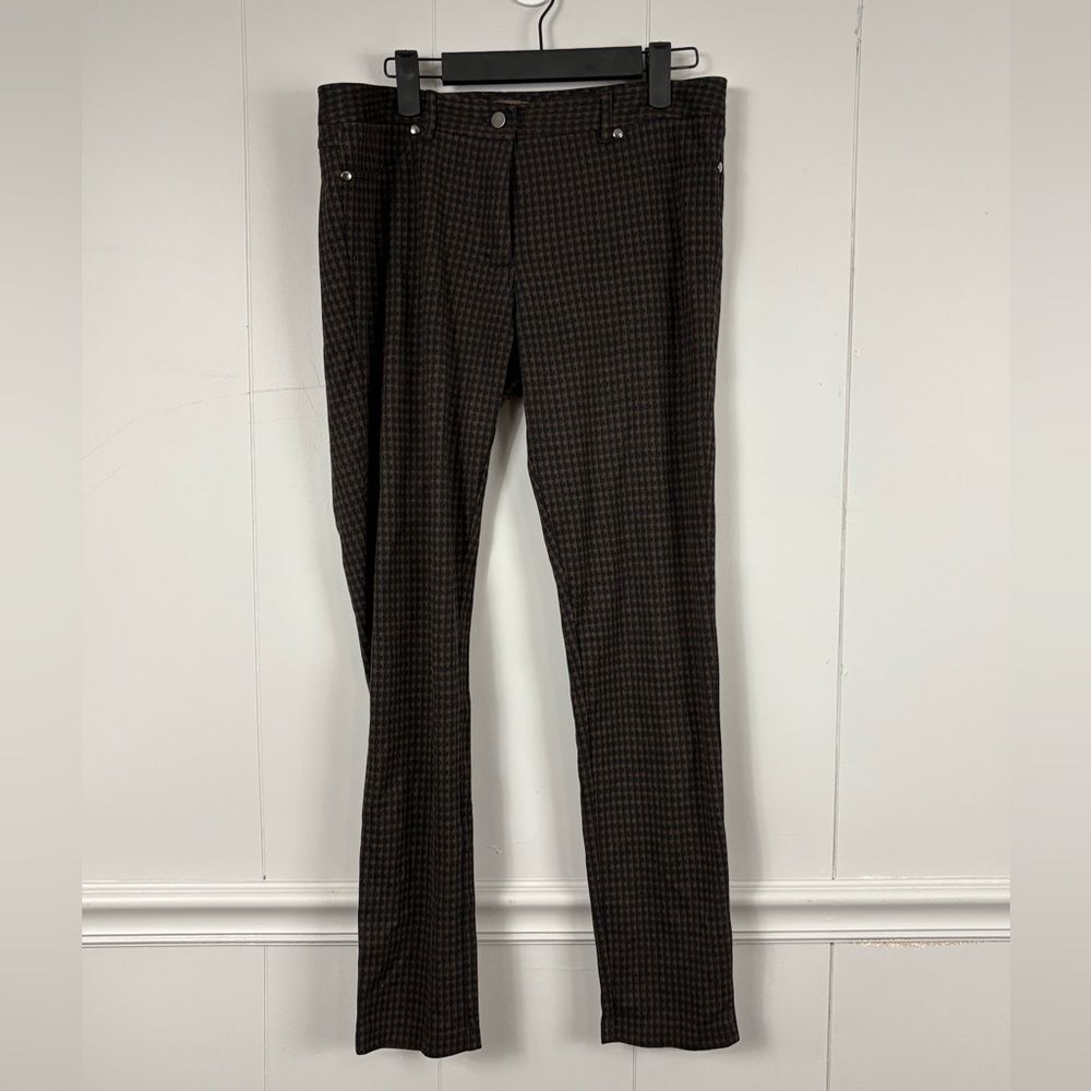 J. McLaughlin Houndstooth Becca Slim Fit Legging Stretch Brown Black Pants 8